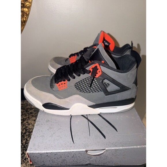 Air Jordan 4 Retro Mid Infrared Sneakers Mens Sz 9 Dark Grey 23 Black DH6927-061 main image 13